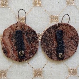 Full Grain Leather Earrings Handmade